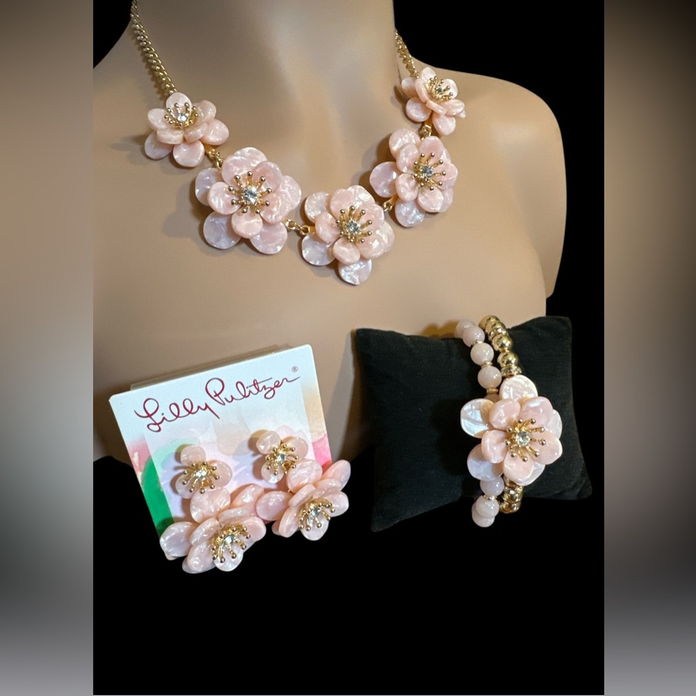 Lilly Pulitzer Pink Floral Necklace Set